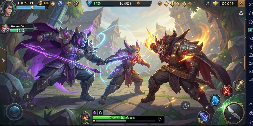 Screenshot utama CADAS138 memperlihatkan pertarungan seru dalam game MOBA.