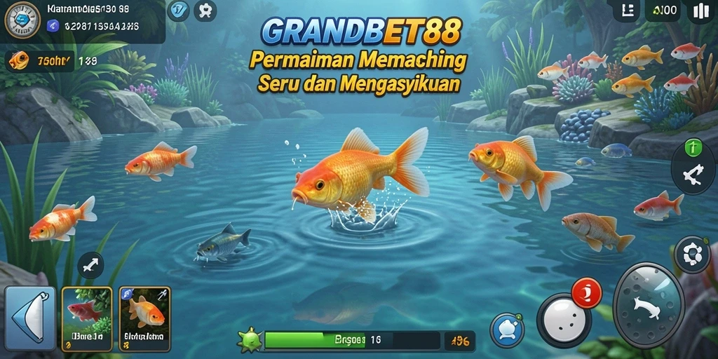 Tampilan gameplay seru di GRANDBET88 dengan berbagai ikan untuk ditangkap.