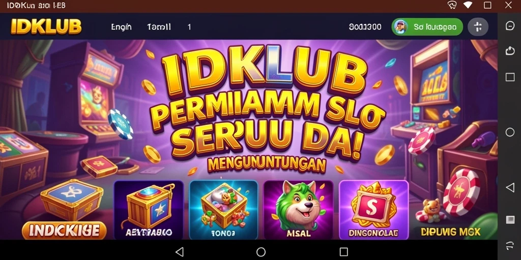 Tampilan gameplay seru IDKLUB dengan berbagai tema slot menarik.