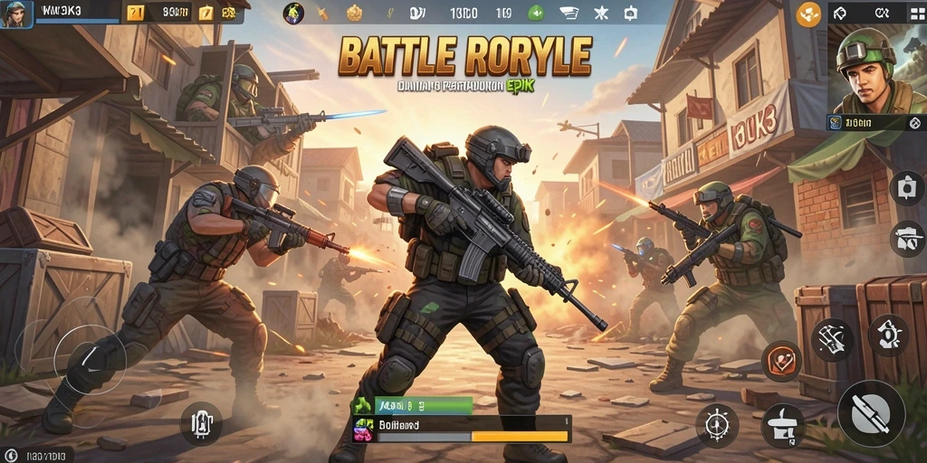 Screenshot K3K3 menampilkan aksi seru pertempuran Battle Royale.