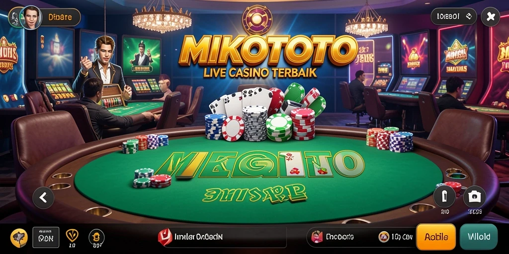 Screenshot gameplay MIKOTOTO menampilkan dealer langsung dan suasana kasino.
