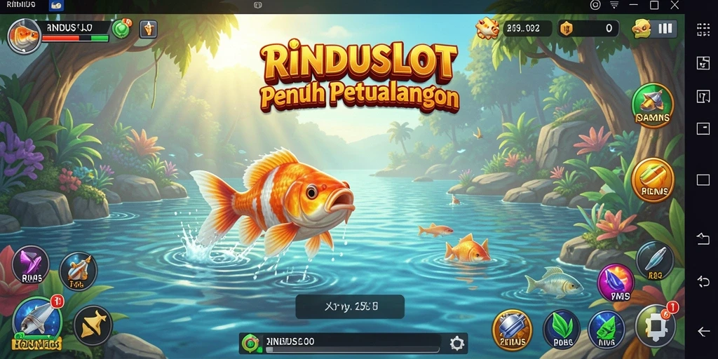 Tampilan gameplay RINDUSLOT yang penuh aksi memancing.