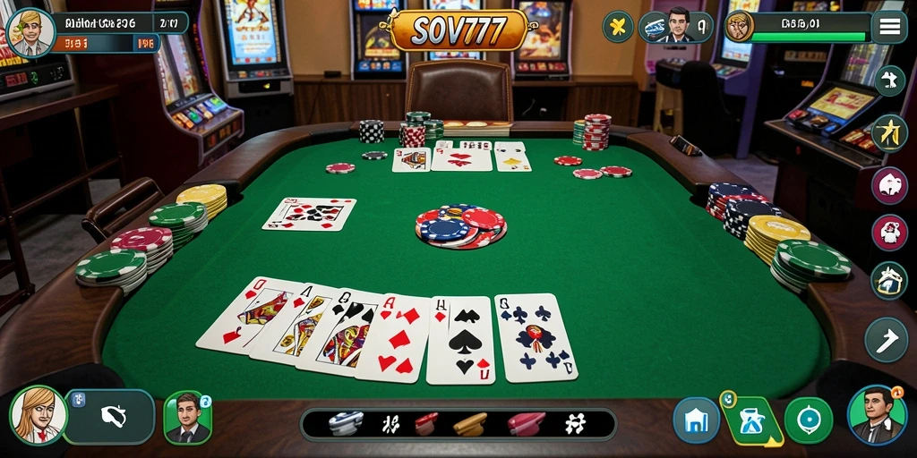Screenshot SOV777 menampilkan gameplay Gaple yang mengasyikkan.