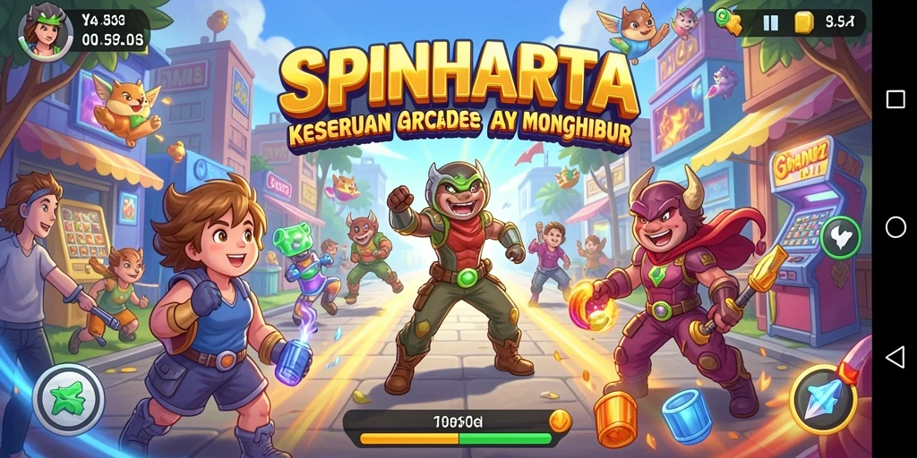Tampilan gameplay SPINHARTA yang seru dan menantang.