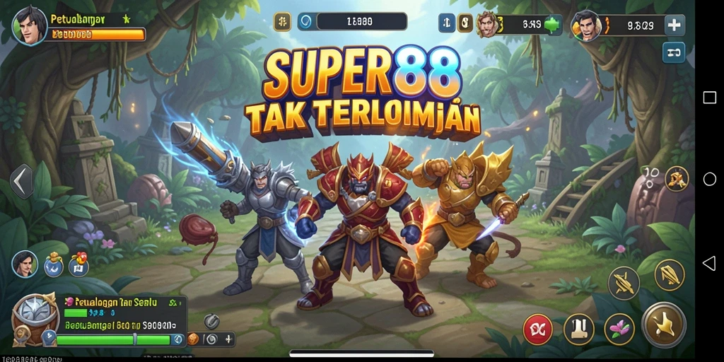 Screenshot menunjukkan petualangan mendebarkan dalam game SUPER88.